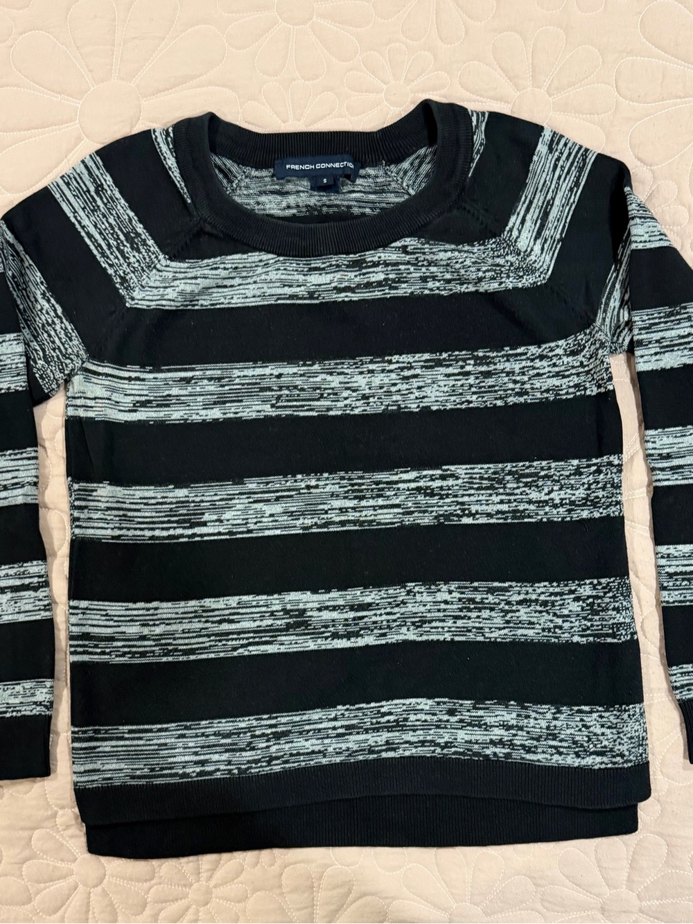 French Connection Black & Heather Gray Striped Kids Long-Sleeve Top